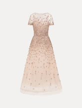 Oscar de la Renta Porcelain Flower Crystal Embroidered Dress