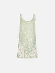 Oscar de la Renta Foxglove Embroidered Sequin Tulle Shift Dress