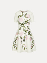 Oscar de la Renta Porcelain Flower Jacquard Dress