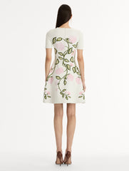 Oscar de la Renta Porcelain Flower Jacquard Dress