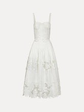 Oscar de la Renta Porcelain Flower Guipure Bustier Dress