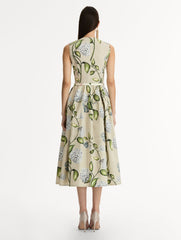 Oscar de la Renta Porcelain Flower Cotton Poplin Dress
