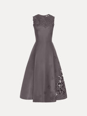 Oscar de la Renta Floral Cutout Threadwork Dress