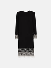 Oscar de la Renta Crystal Wave Embroidered Shift Dress