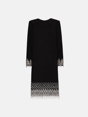 Oscar de la Renta Crystal Wave Embroidered Shift Dress