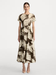 Oscar de la Renta Feather Cotton Poplin Dress
