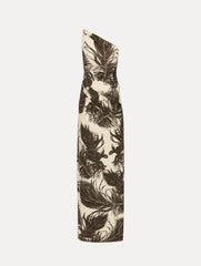 Oscar de la Renta Feather Jersey Maxi Dress