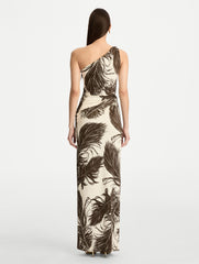 Oscar de la Renta Feather Jersey Maxi Dress