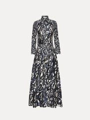 Oscar de la Renta Abstract Sketch Silk Twill Dress