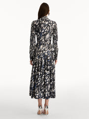 Oscar de la Renta Abstract Sketch Silk Twill Dress