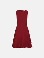Oscar de la Renta Laser-Cut Floral Knit Dress