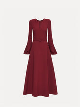 Oscar de la Renta Split Neck Wool Dress
