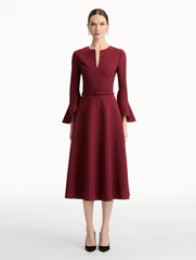 Oscar de la Renta Split Neck Wool Dress