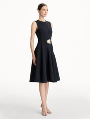 Oscar de la Renta Floral Belt Sleeveless Dress