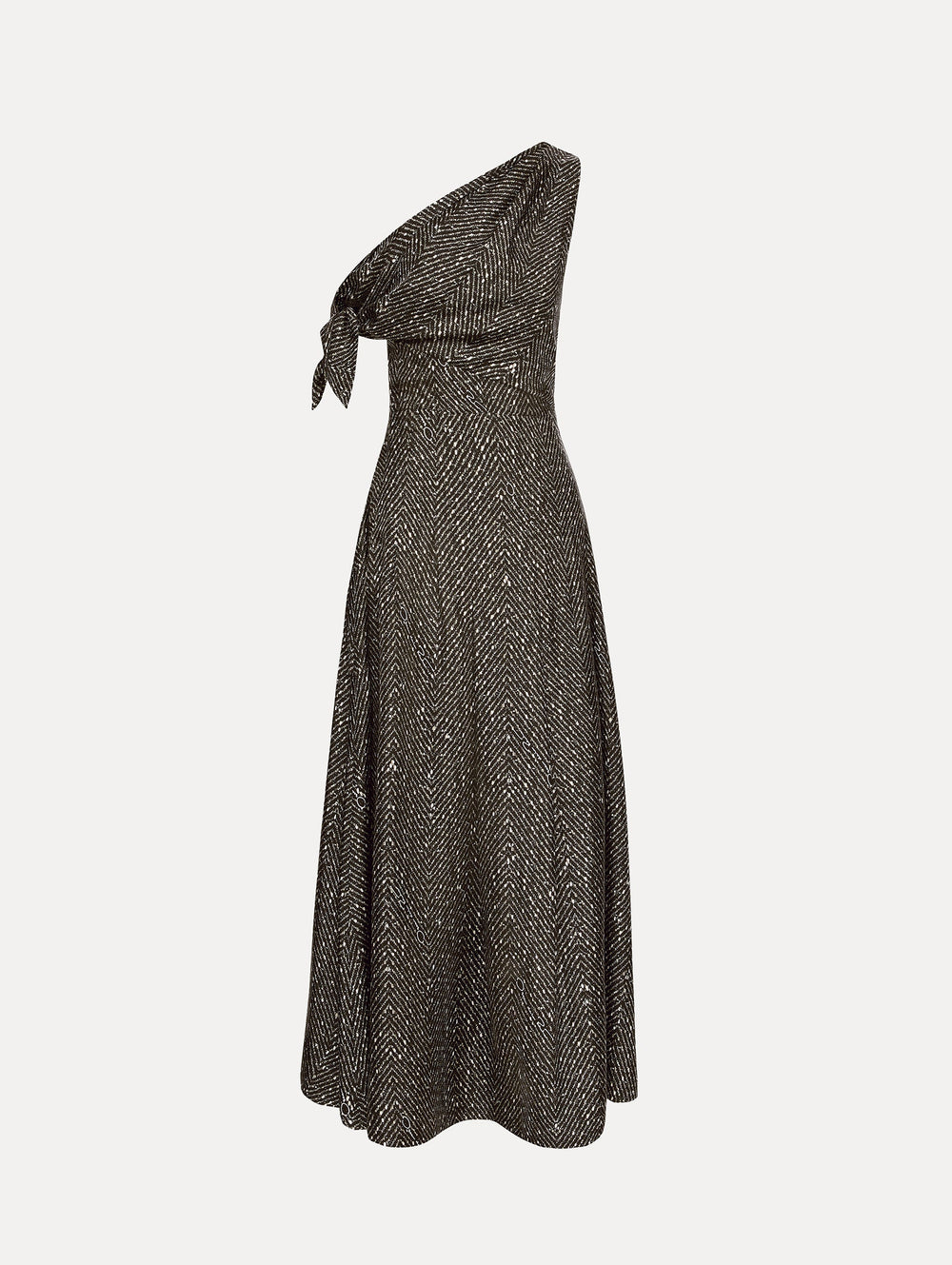 Oscar de la Renta Chevron Silk Twill Dress
