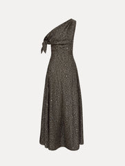 Oscar de la Renta Chevron Silk Twill Dress