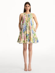 Oscar de la Renta Foxglove Cotton Poplin Trapeze Dress