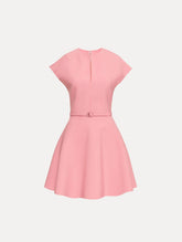 Oscar de la Renta Split Neck Wool Mini Dress