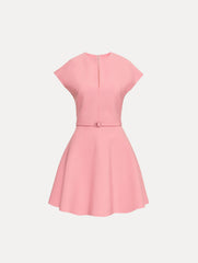 Oscar de la Renta Split Neck Wool Mini Dress