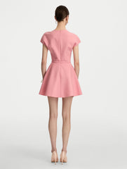 Oscar de la Renta Split Neck Wool Mini Dress
