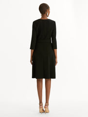 Oscar de la Renta Split-Sleeve Wool-Blend Dress