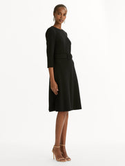 Oscar de la Renta Split-Sleeve Wool-Blend Dress