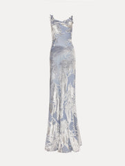 Oscar de la Renta Feather Velvet Devoré Gown
