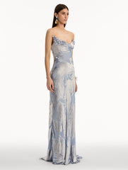 Oscar de la Renta Feather Velvet Devoré Gown