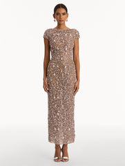 Oscar de la Renta Mosaic Crystal Embroidered Gown