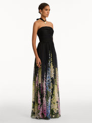 Oscar de la Renta Degradé Foxglove Chiffon Gown