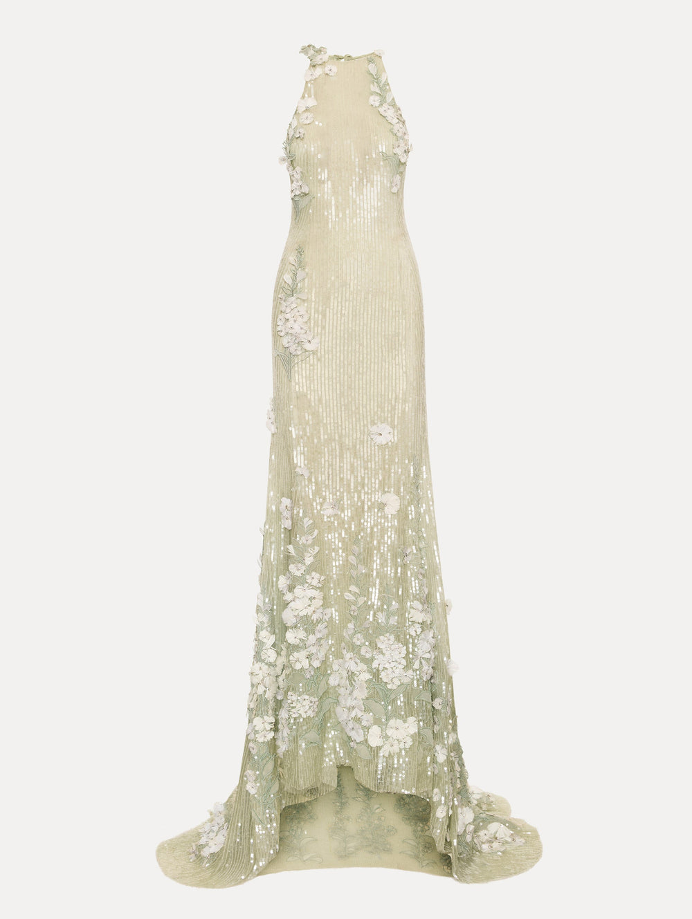 Oscar de la Renta Foxglove Embroidered Sequin Tulle Gown