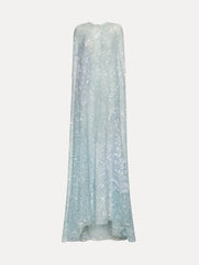 Oscar de la Renta Foxglove Embroidered Sequin Tulle Caftan