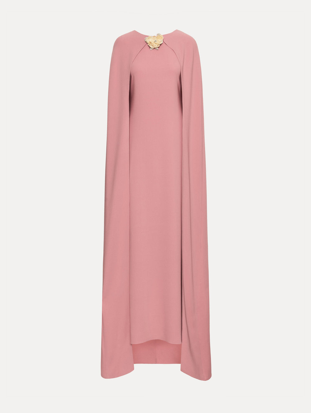 Oscar de la Renta Brooch Embroidered Cape-Back Caftan