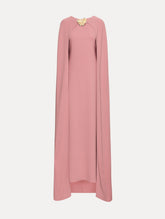 Oscar de la Renta Brooch Embroidered Cape-Back Caftan