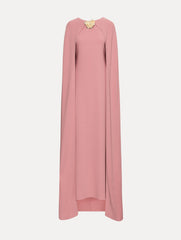 Oscar de la Renta Brooch Embroidered Cape-Back Caftan