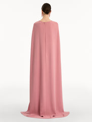 Oscar de la Renta Brooch Embroidered Cape-Back Caftan