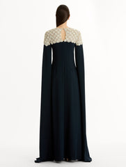 Oscar de la Renta Mother of Pearl Embroidered Caftan