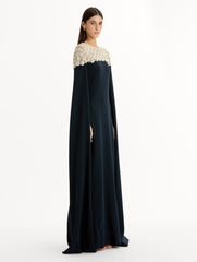 Oscar de la Renta Mother of Pearl Embroidered Caftan