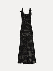 Oscar de la Renta Floral Cutout Threadwork Gown