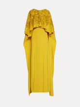 Oscar de la Renta Peony Sequin and Raffia Embroidered Caftan