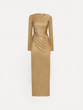 Oscar de la Renta Metallic Jersey Draped Gown