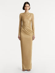 Oscar de la Renta Metallic Jersey Draped Gown