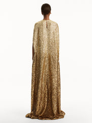 Oscar de la Renta Metallic Ombré Sequin Embroidered Caftan