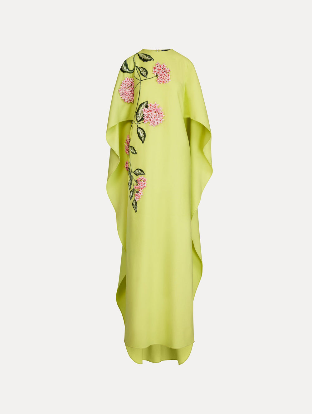 Oscar de la Renta Porcelain Flower Embroidered Caftan