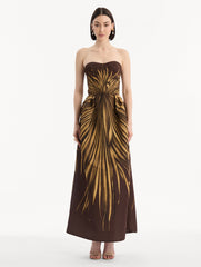 Oscar de la Renta Palm Leaves Faille Gown