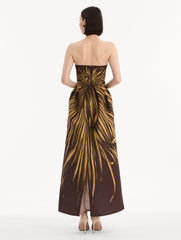 Oscar de la Renta Palm Leaves Faille Gown