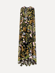 Oscar de la Renta Dominican Mixed-Floral Guipure Caftan