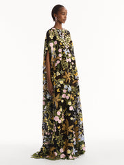 Oscar de la Renta Dominican Mixed-Floral Guipure Caftan