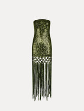 Oscar de la Renta Sequin Fringe Gown