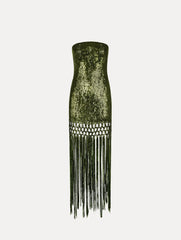 Oscar de la Renta Sequin Fringe Gown